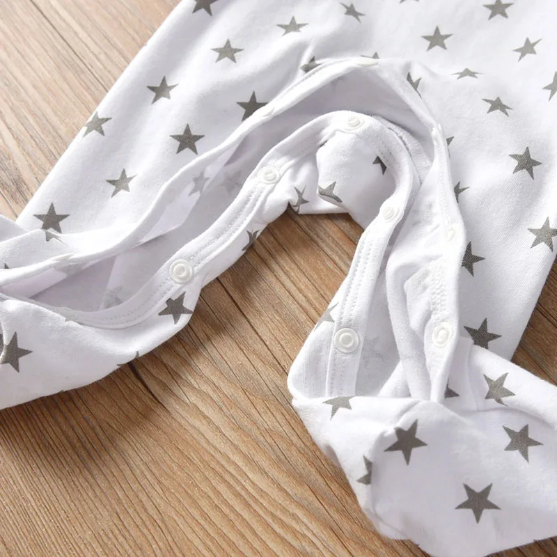 I Love Mommy Letter Print Footed Jumpsuit All-Over Star Sleepwear Long Sleeve - Image 5