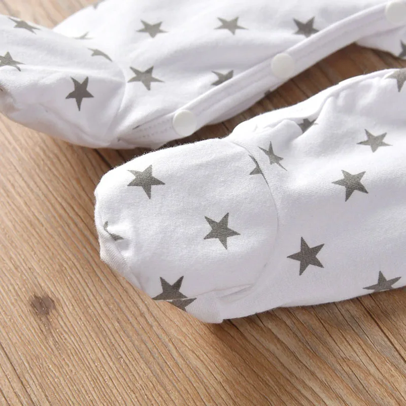 I Love Mommy Letter Print Footed Jumpsuit All-Over Star Sleepwear Long Sleeve - Image 6