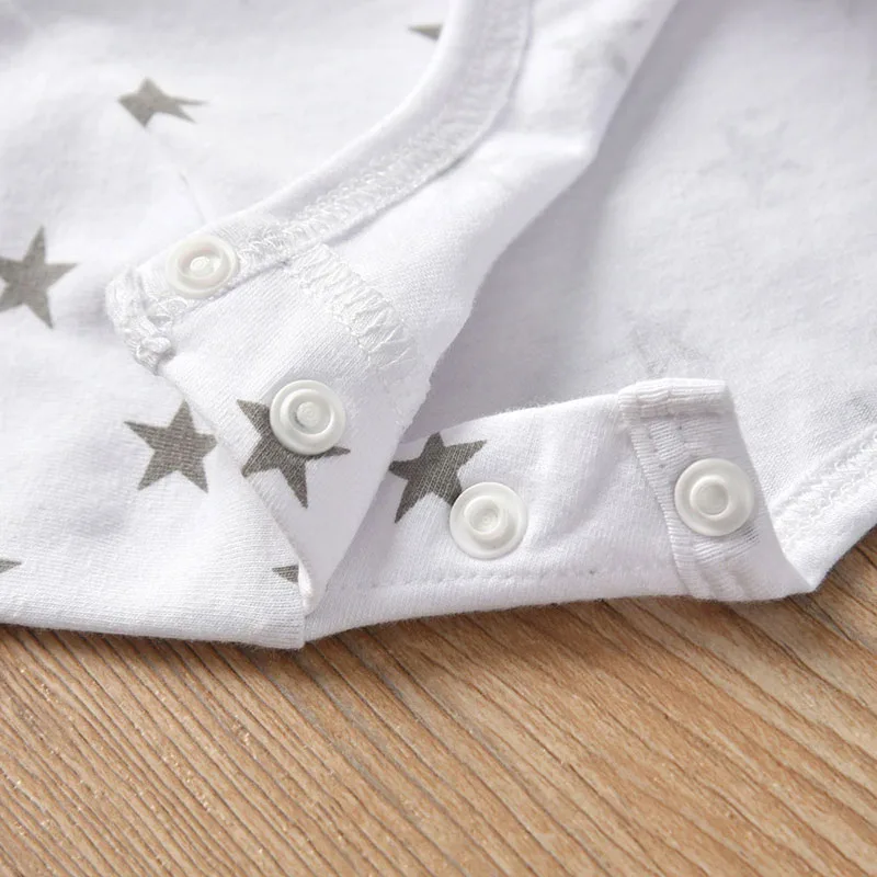 I Love Mommy Letter Print Footed Jumpsuit All-Over Star Sleepwear Long Sleeve - Image 3