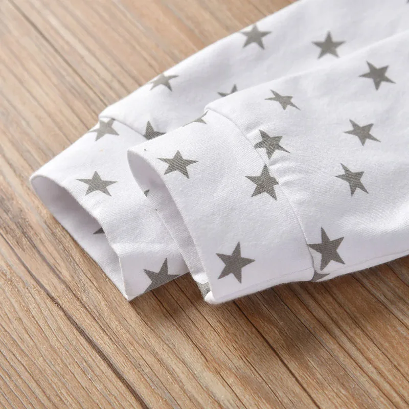 I Love Mommy Letter Print Footed Jumpsuit All-Over Star Sleepwear Long Sleeve - Image 4