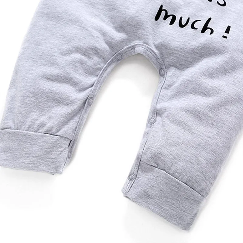 Baby I Love You This Much Letter Print Long Sleeves Jumpsuit Beanie Hat - Image 5