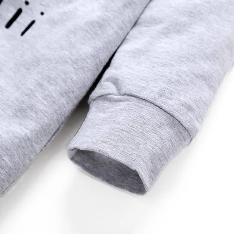 Baby I Love You This Much Letter Print Long Sleeves Jumpsuit Beanie Hat - Image 4