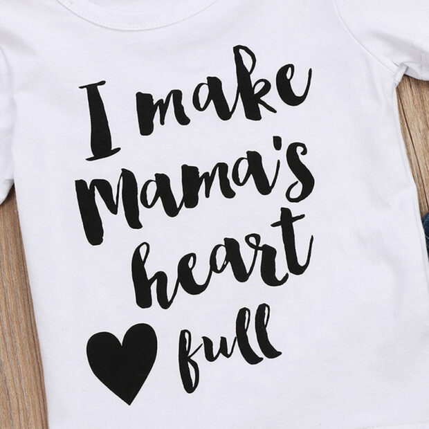 Baby Letter Print I Make Mama's Heart Full Outfit