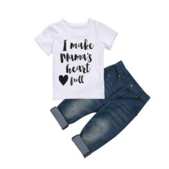 Baby Letter Print I Make Mama's Heart Full Outfit