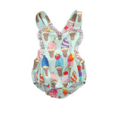Ice Cream Print Strap Romper Open Back Sleeveless