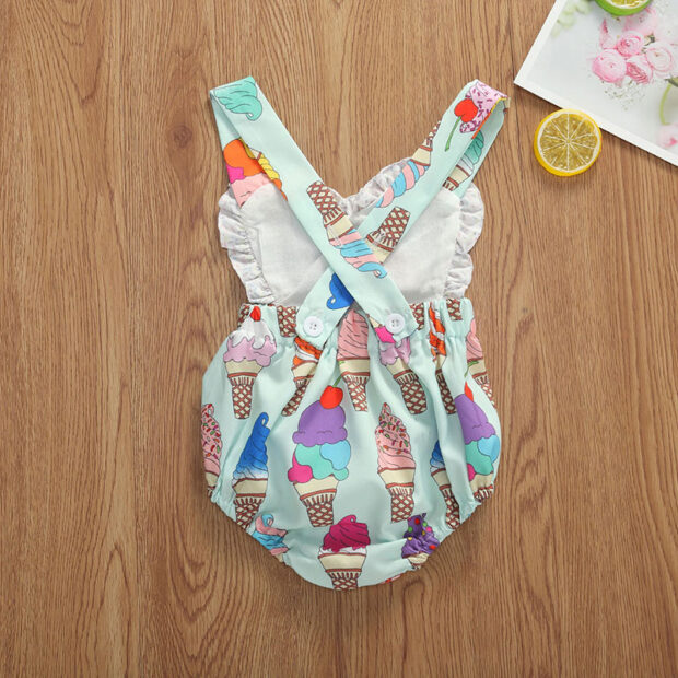 Ice Cream Print Strap Romper Open Back Sleeveless - Image 2