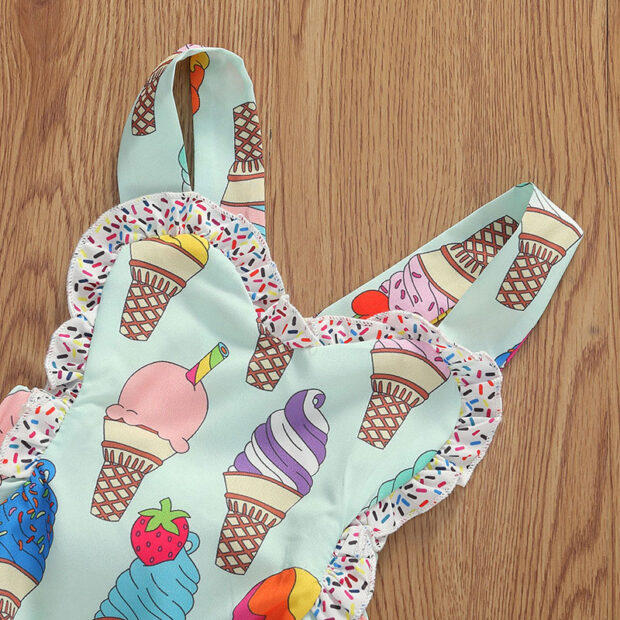 Ice Cream Print Strap Romper Open Back Sleeveless - Image 3