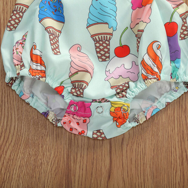 Baby Ice Cream Print Strap Romper