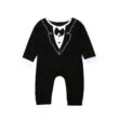 Baby Black Tuxedo Romper Long Sleeve Informal