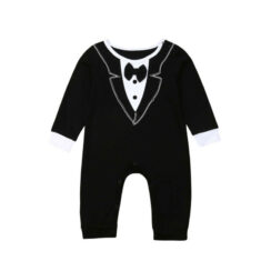 Baby Black Tuxedo Romper Long Sleeve Informal