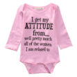 Pink Inspirational Quote "My Attitude" Short Sleeves One-Piece Bodysuit