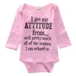 Pink Inspirational Quote "My Attitude" Short Sleeves One-Piece Bodysuit