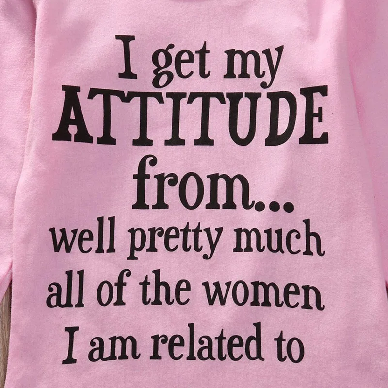 Pink Inspirational Quote "My Attitude" Short Sleeves One-Piece Bodysuit - Image 4
