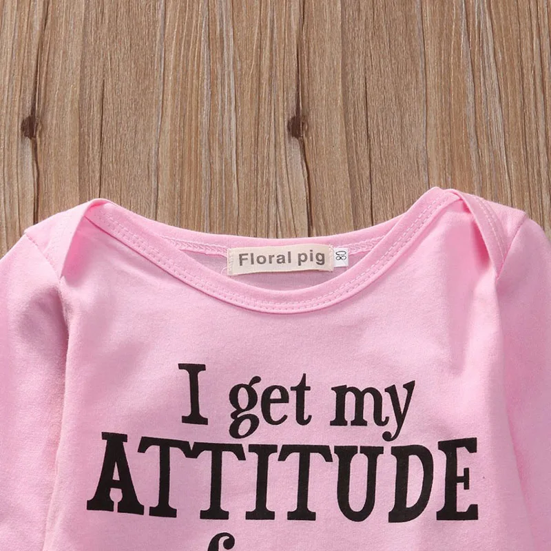 Pink Inspirational Quote "My Attitude" Short Sleeves One-Piece Bodysuit - Image 5