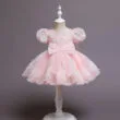 Baby Intricate Flower Pattern Princess Dress Puffed Shoulders