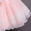 Baby Intricate Flower Pattern Princess Dress Puffed Shoulders