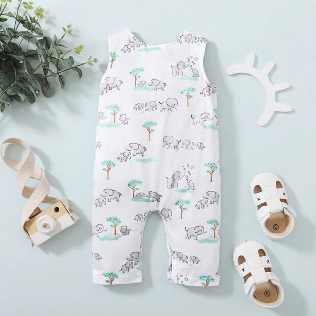Jungo Elephant Lion Applique Overalls Long Sleeve - Image 2