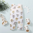 Baby Elephant Lion Applique Overalls Long Sleeve