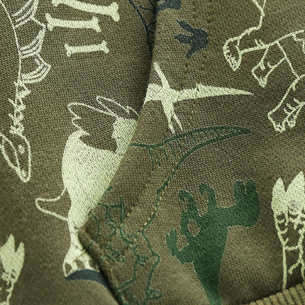 Jurassic Dinosaur Print Hooded Sweatshirt Zipper Jacket long Sleeve - Image 4
