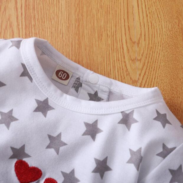 Kissing Elephant Print Romper with Hearts & Stars Long Sleeve - Image 3