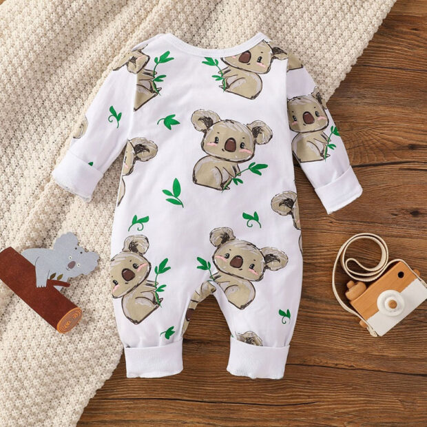 Koala Print Pajamas Romper Long Sleeve - Image 2