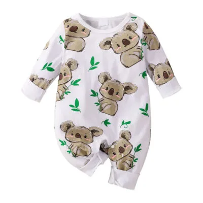 Koala Print Pajamas Romper Long Sleeve