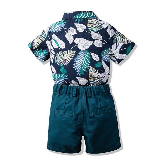 Baby Leaf Pattern Shirt & Shorts Outfit