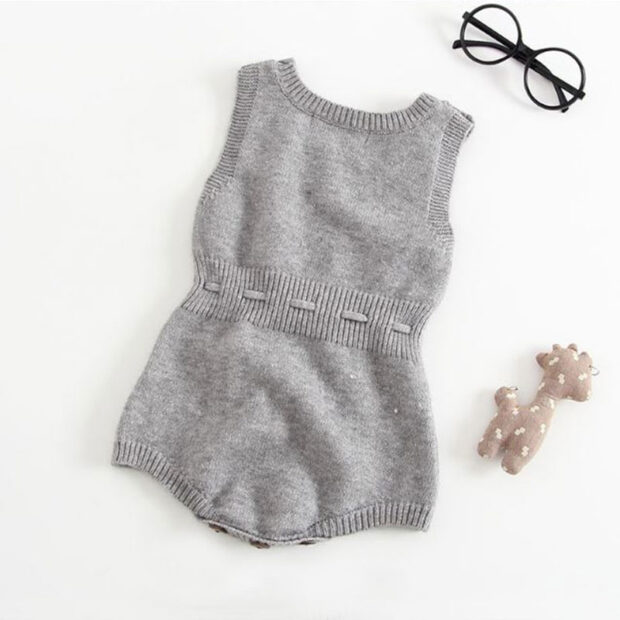 Long Sleeves Plain Top with Criss-Cross Knit Onesie Pullover - Image 2