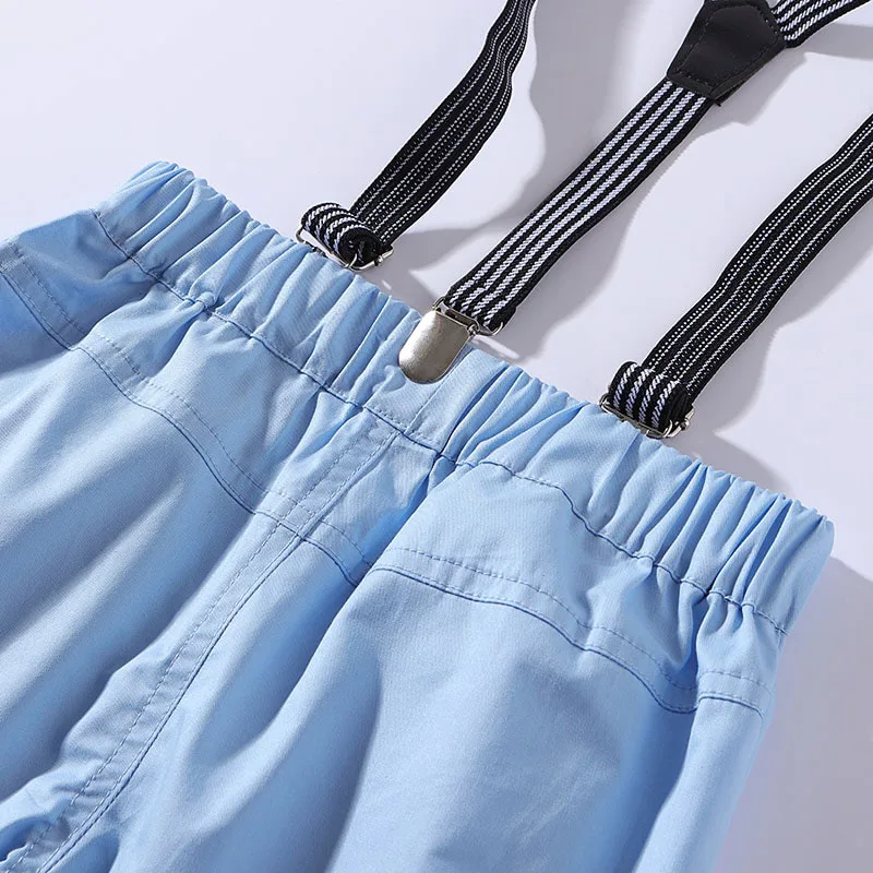 Baby Boy Bow Tie Floral Leaf Pattern Button Shirt, Suspenders Shorts 4 pcs Outfit - Image 9