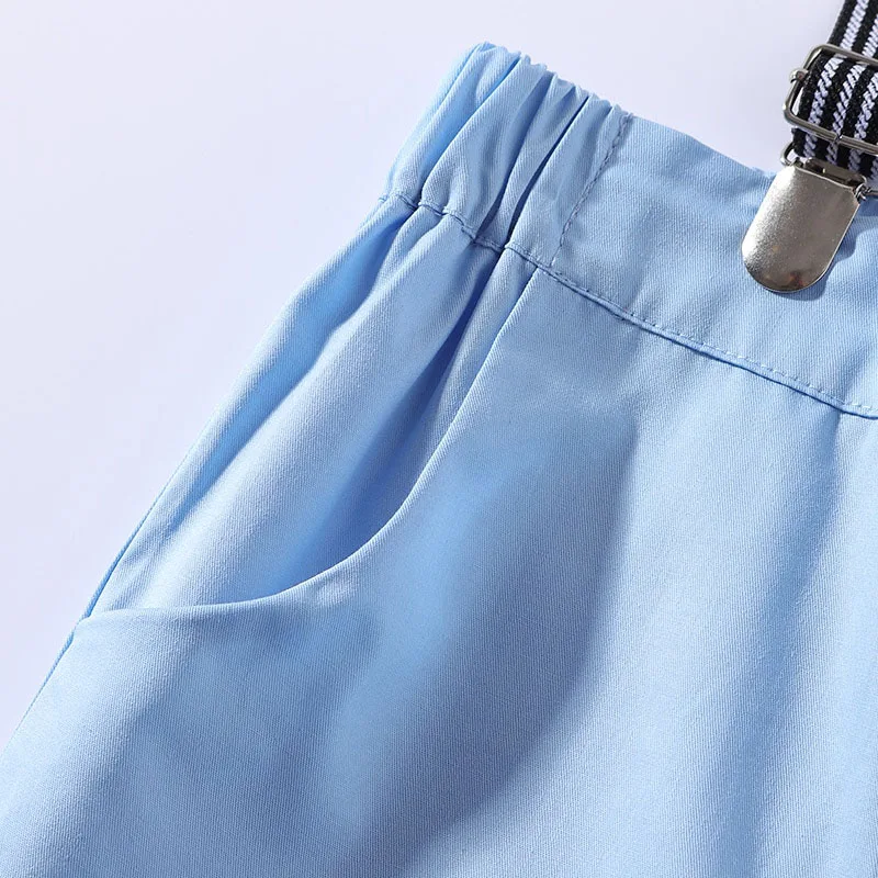 Baby Boy Bow Tie Floral Leaf Pattern Button Shirt, Suspenders Shorts 4 pcs Outfit - Image 10