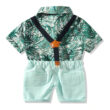 Baby Leaf Pattern Shirt & Suspenders Shorts