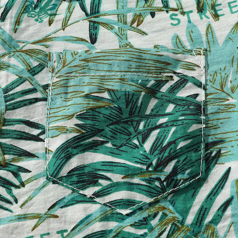 Baby Boy Leaf Pattern Bow Tie Button Shirt Short Sleeve, Suspenders Shorts 4 pcs Outfit - Image 6