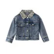 Leopard Pattern Collar Vintage Denim Jacket Long Sleeve