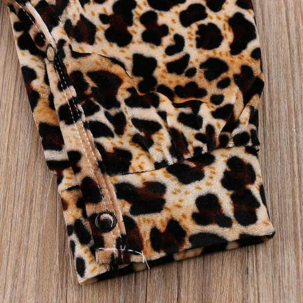 Baby Girl Leopard Harem Romper Snap On Sleeveless - Image 5