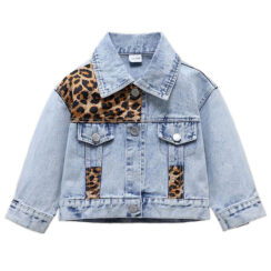 Leopard Pattern Denim Jacket Long Sleeve