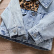 Baby Leopard Pattern Denim Jacket Long Sleeve