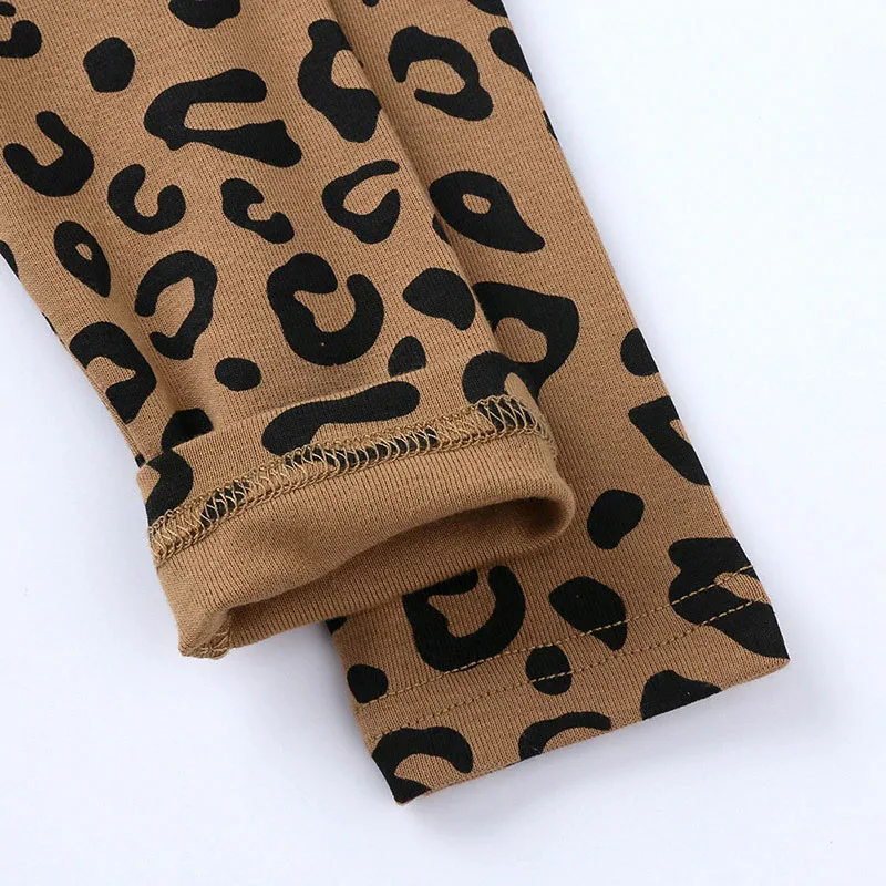 Leopard Pattern Pajamas Shirt & High Waist Pants Long Sleeve - Image 6