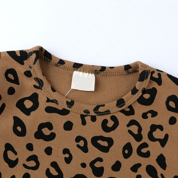 Leopard Pattern Pajamas Shirt & High Waist Pants Long Sleeve - Image 2
