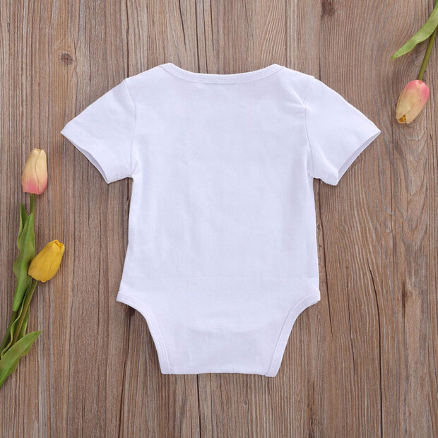 Letter Print Baby Rainbow Graphic Onesie Short Sleeve - Image 4
