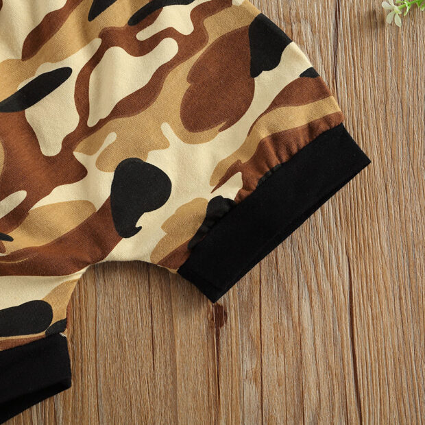 Letter Print Cooler Version of Dad Shirt & Dessert Camouflage Print Shorts Short Sleeve - Image 5