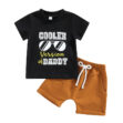 Letter Print Cooler Version of Dad Shirt & Shorts Short Sleeve