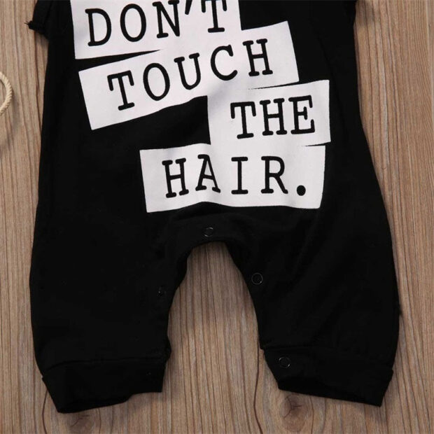 Letter Print Don't Touch the Hair Hooded Romper Sleeveless - Image 3