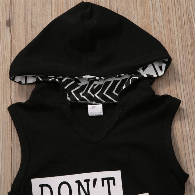 Letter Print Don't Touch the Hair Hooded Romper Sleeveless - Image 2