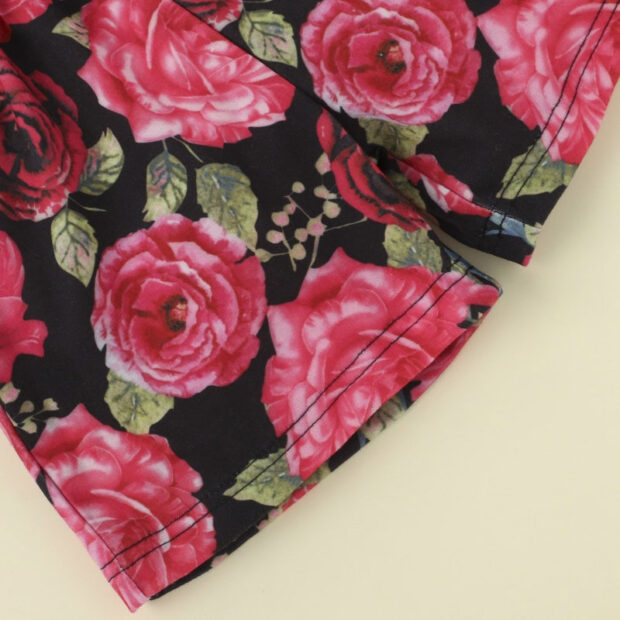 Letter Print Isn't She Lovely T-Shirt Short Sleeve & Rose Pattern Shorts with Matching Ribbon Headband - Image 4