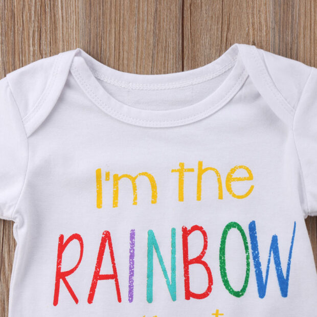 Letter Print Rainbow After the Storm Onesie Short Sleeve - Image 3
