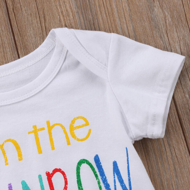 Letter Print Rainbow After the Storm Onesie Short Sleeve - Image 4
