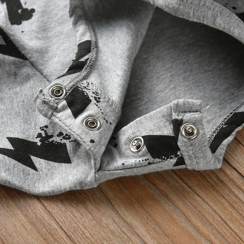 Baby Lightning Bolt Print Sleepwear Snap On Jumpsuit Long Sleeve - Image 3