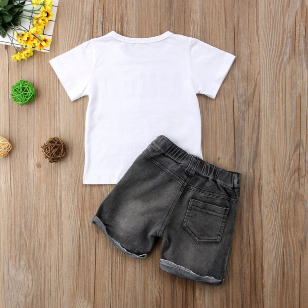 Like a Boss Sunglasses Print T-Shirt & Denim Shorts Short Sleeve Outfit - Image 2
