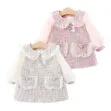 Linen A-Line Laced Dress with Peter Pan Collar Long Sleeve for Girls
