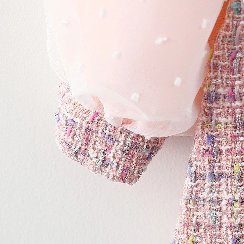 Linen A-Line Laced Dress with Peter Pan Collar Long Sleeve for Girls - Image 5